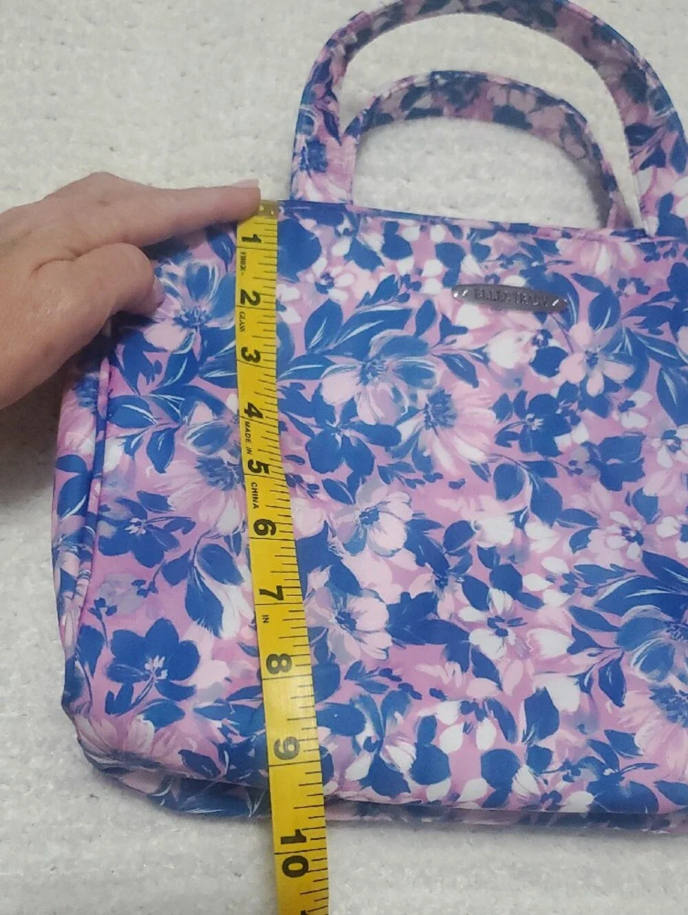 Ellen Tracy Pink and Blue Floral Cosmetic Tote